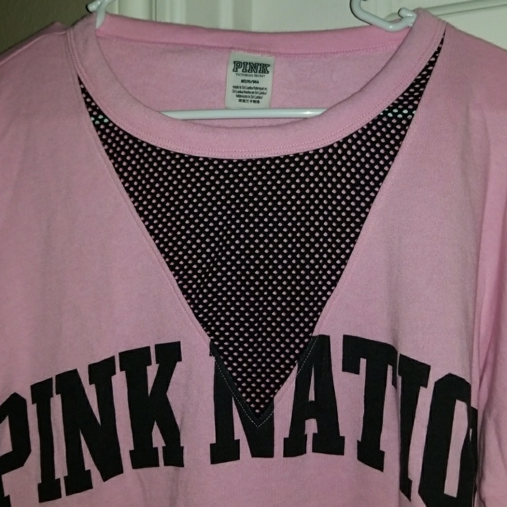 Pink mesh long sleeve top